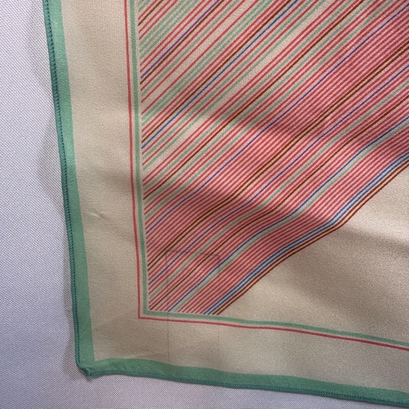 Vintage Christian Dior Silk Scarf Ivory Stripes and Birds Monogram - Picture 12 of 12